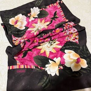 Carlisle Pink and Black Floral Silk Scarf
